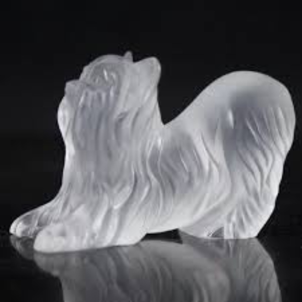Lalique Kneeling Yorkshire Terrier Dog Figurine